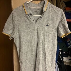 Banana Republic Heather Gray Polo with Yellow Trim